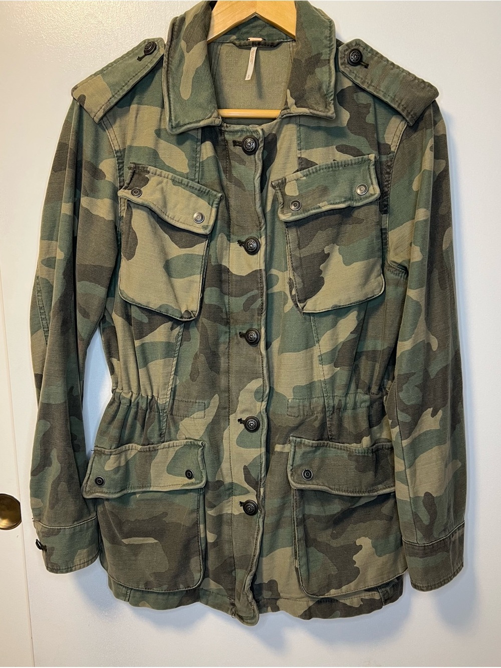 Free People Not Your Brother’s Surplus Jacket Olive Green Camo Utility Jacket
